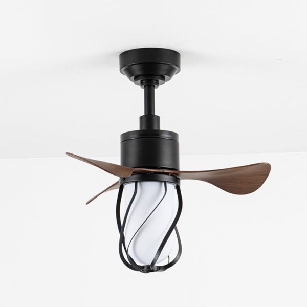 Traditional Farmhouse Twisted Cage Acrylic Glass Hardware ABS 1-Light Downrods Ceiling Fan Light For Bedroom - Image 21