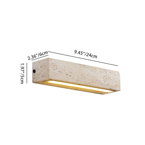 Contemporary Retro Waterproof Travertine Rectangular LED Wall Sconce Lamp For Outdoor Patio - Image 6