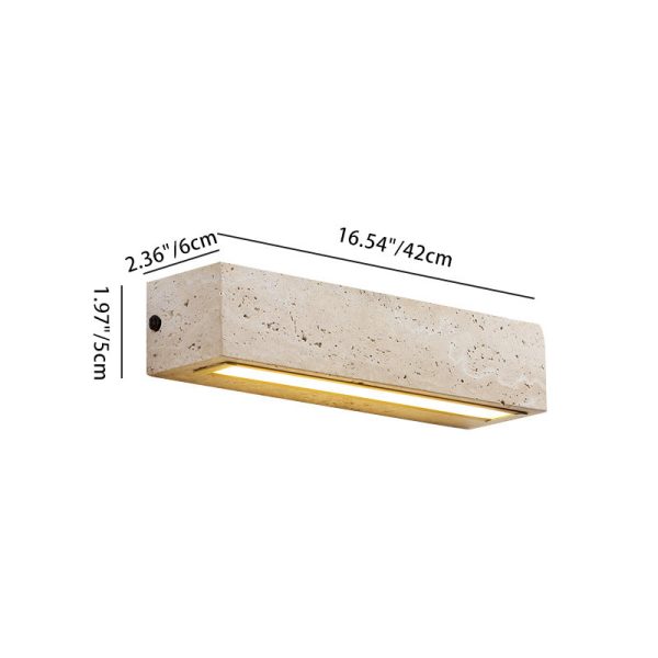 Contemporary Retro Waterproof Travertine Rectangular LED Wall Sconce Lamp For Outdoor Patio - Image 7