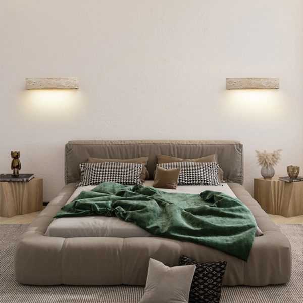 Contemporary Retro Waterproof Travertine Rectangular LED Wall Sconce Lamp For Outdoor Patio - Image 2