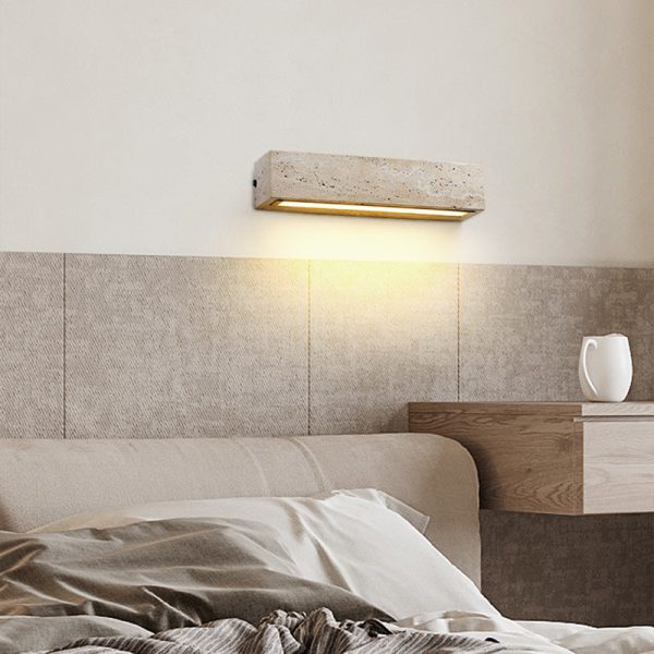 Contemporary Retro Waterproof Travertine Rectangular LED Wall Sconce Lamp For Outdoor Patio - Image 4