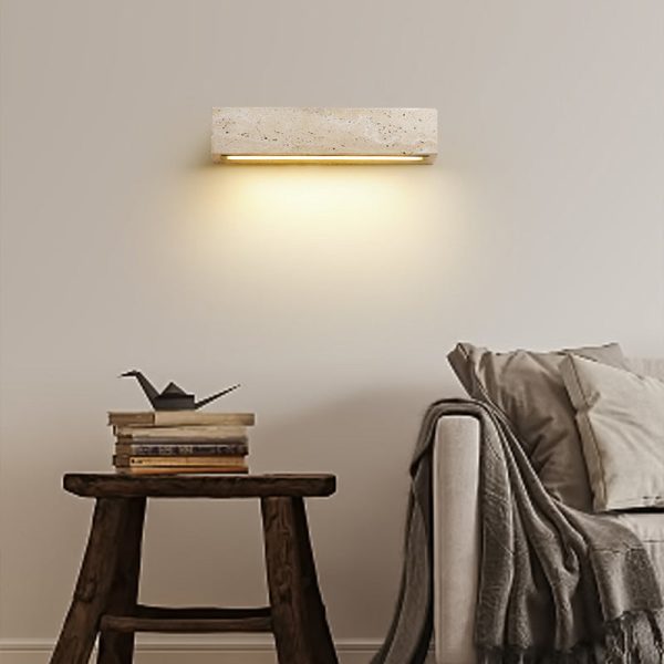 Contemporary Retro Waterproof Travertine Rectangular LED Wall Sconce Lamp For Outdoor Patio - Image 5