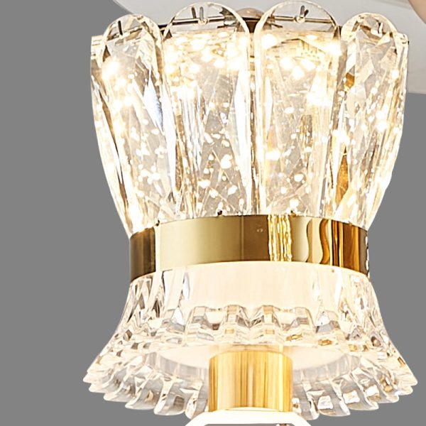 Traditional European Cylinder Iron Stainless Steel Crystal Acrylic LED Downrods Ceiling Fan Light For Living Room - Image 8