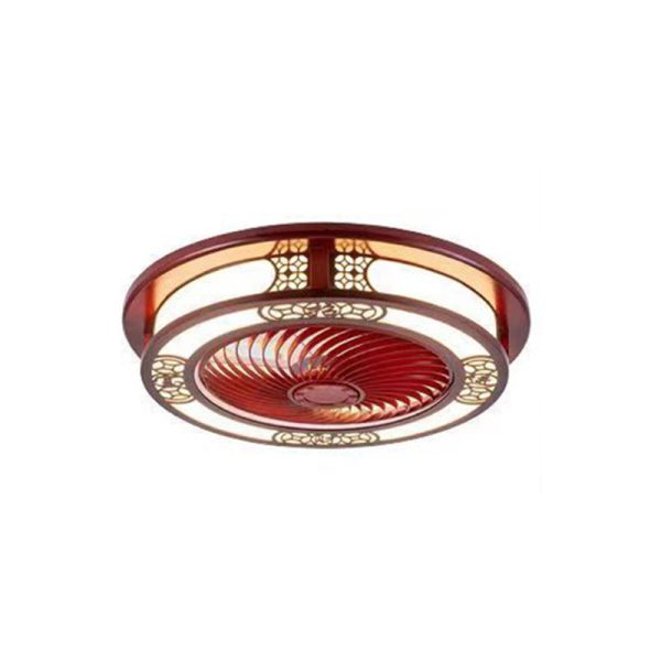 Traditional Chinese Round Wealth Pattern Wood Acrylic Copper ABS LED Flush Mount Ceiling Fan Light For Bedroom - Image 20