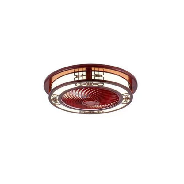 Traditional Chinese Round Wealth Pattern Wood Acrylic Copper ABS LED Flush Mount Ceiling Fan Light For Bedroom - Image 21