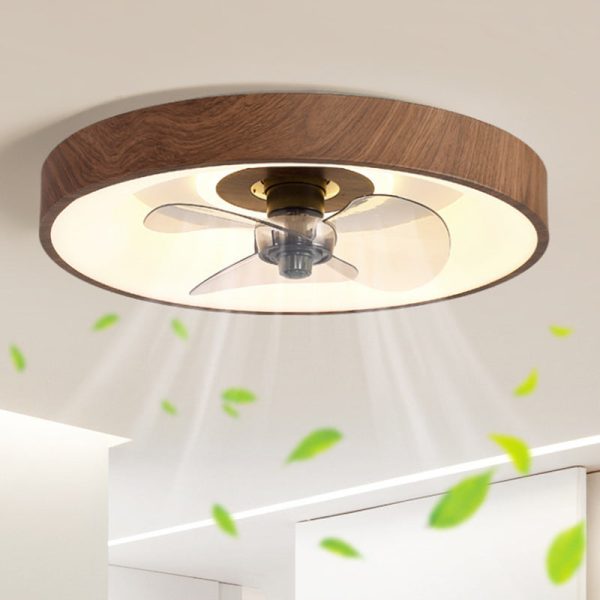 Modern Simplicity Round Iron Copper Acrylic LED Flush Mount Ceiling Fan Light For Bedroom - Image 3