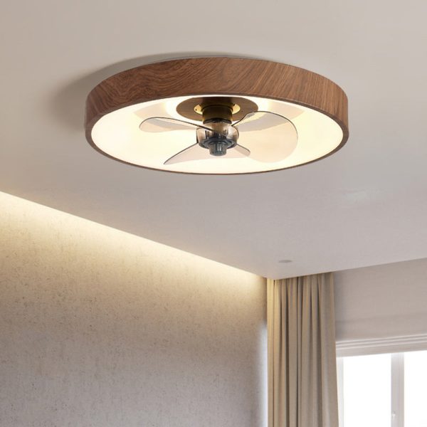 Modern Simplicity Round Iron Copper Acrylic LED Flush Mount Ceiling Fan Light For Bedroom - Image 5