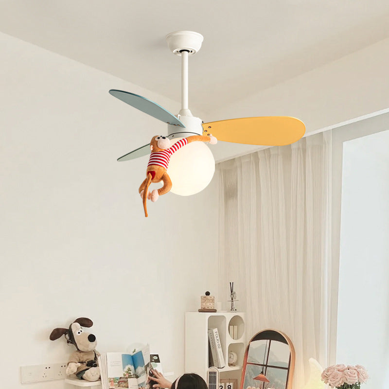 BS-Lighting-LX02118-17.jpg Contemporary Nordic Wood Iron Acrylic Ball 1-Light Downrods Ceiling Fan Light For Bedroom - Image 1