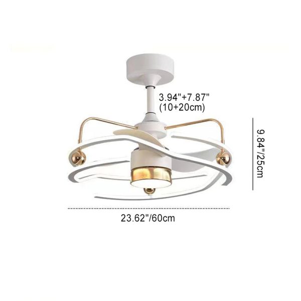 Contemporary Nordic Iron Aluminum Acrylic Round Tornado LED Downrods Ceiling Fan Light For Bedroom - Image 7