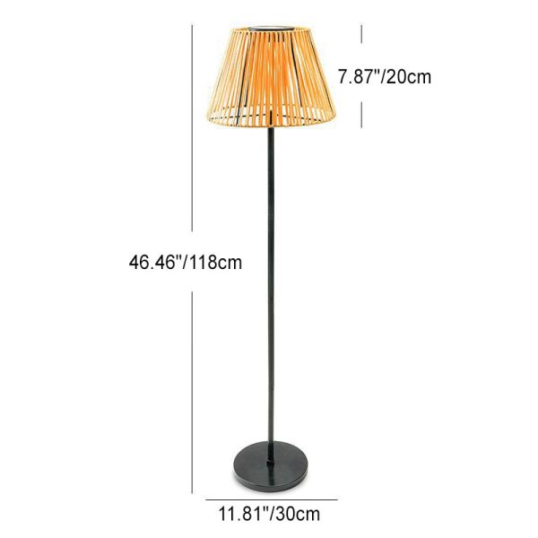 Traditional Japanese Solar Rechargeable Waterproof Conic Weaving Iron ABS LED Outdoor Standing Floor Lamp For Garden - Image 6