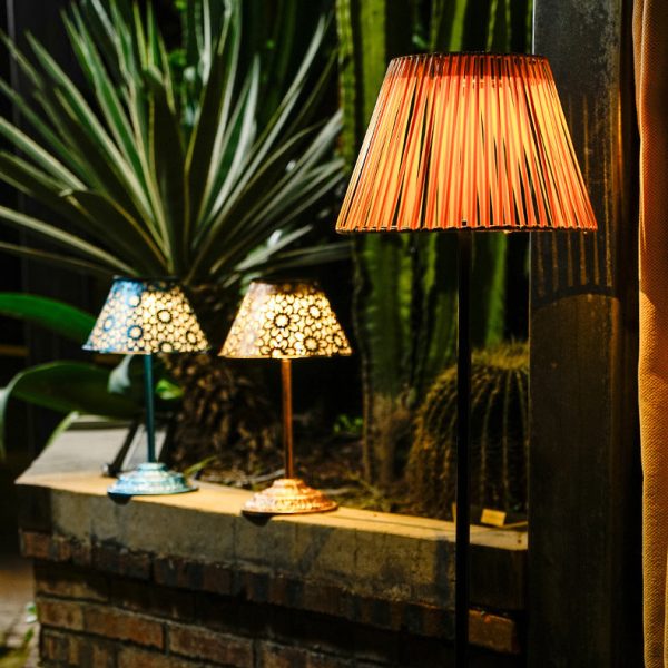 Traditional Japanese Solar Rechargeable Waterproof Conic Weaving Iron ABS LED Outdoor Standing Floor Lamp For Garden - Image 4