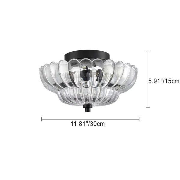 Contemporary Retro Glass Iron Floral Petal 3-Light Semi-Flush Mount Ceiling Light For Hallway - Image 7