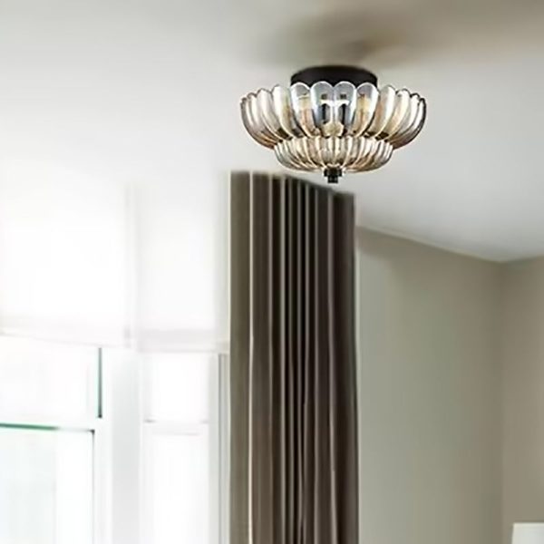 Contemporary Retro Glass Iron Floral Petal 3-Light Semi-Flush Mount Ceiling Light For Hallway - Image 4