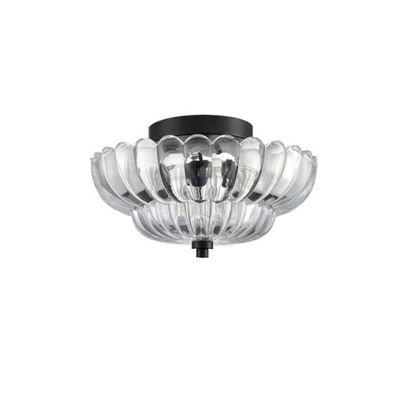 Contemporary Retro Glass Iron Floral Petal 3-Light Semi-Flush Mount Ceiling Light For Hallway - Image 13