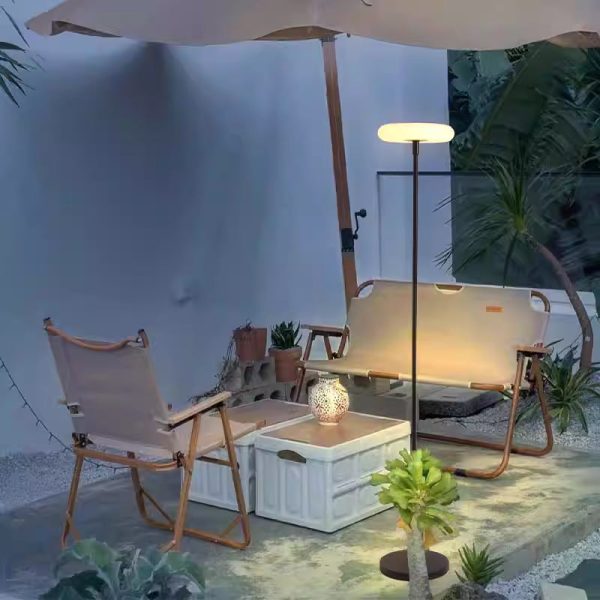 Modern Simplicity Solar Rechargeable Waterproof Round Aluminum PE LED Standing Floor Lamp Outdoor Light For Garden - Image 4