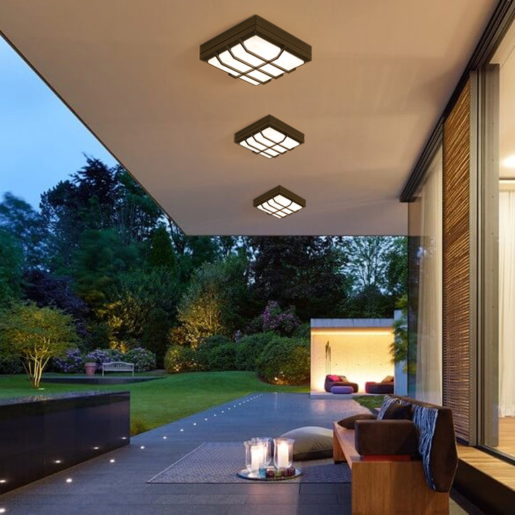 BS-Lighting-LX02442-15.jpg Modern Simplicity Waterproof Aluminum Acrylic Square Line LED Outdoor Flush Mount Ceiling Light For Outdoor Patio - Image 1