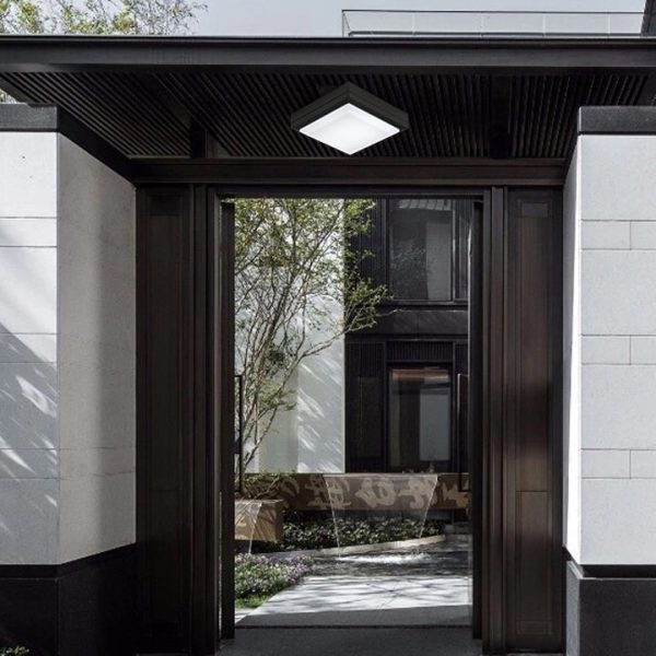 Modern Simplicity Waterproof Aluminum Acrylic Square Line LED Outdoor Flush Mount Ceiling Light For Outdoor Patio - Image 6