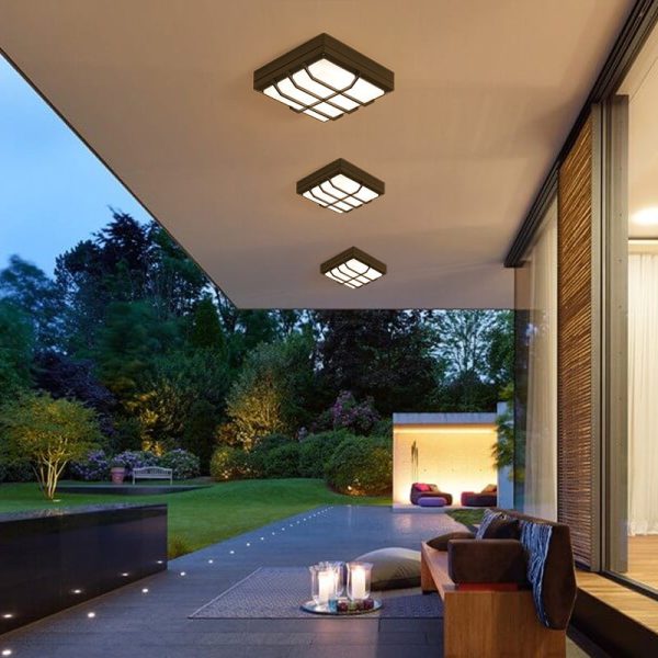 Modern Simplicity Waterproof Aluminum Acrylic Square Line LED Outdoor Flush Mount Ceiling Light For Outdoor Patio - Image 21