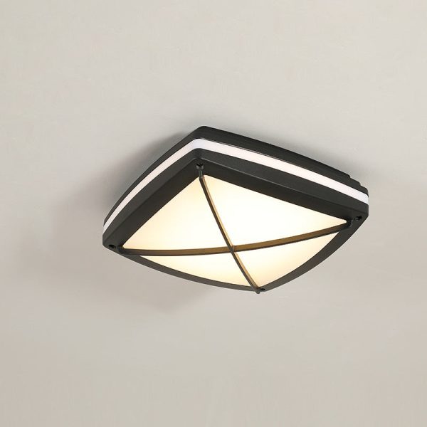 Modern Simplicity Waterproof Aluminum Acrylic Square Line LED Outdoor Flush Mount Ceiling Light For Outdoor Patio - Image 13