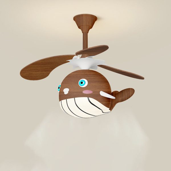 Contemporary Creative Kids Whale Dolphin Iron Wood ABS Acrylic LED Downrods Ceiling Fan Light For Bedroom - Image 13