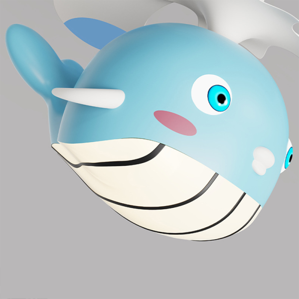 Contemporary Creative Kids Whale Dolphin Iron Wood ABS Acrylic LED Downrods Ceiling Fan Light For Bedroom - Image 12