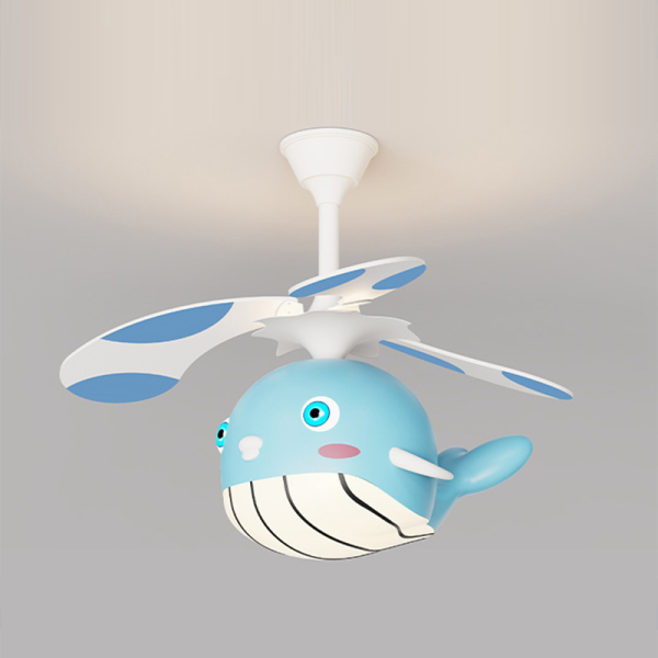 Contemporary Creative Kids Whale Dolphin Iron Wood ABS Acrylic LED Downrods Ceiling Fan Light For Bedroom - Image 16