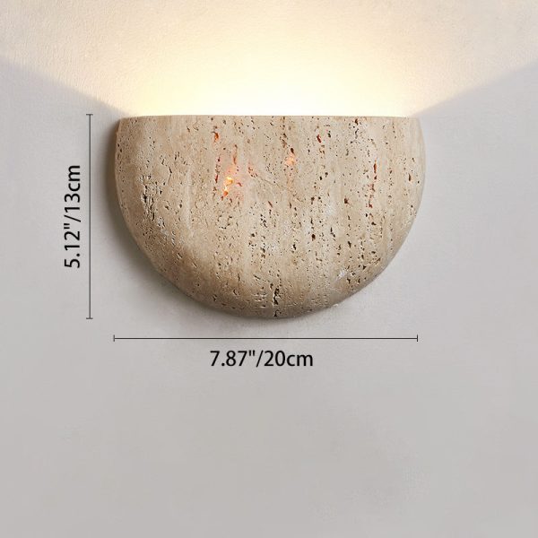 Traditional Japanese Travertine Semicircular 1-Light Wall Sconce Lamp For Hallway - Image 6