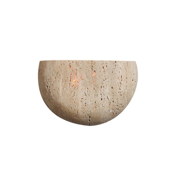 Traditional Japanese Travertine Semicircular 1-Light Wall Sconce Lamp For Hallway - Image 16
