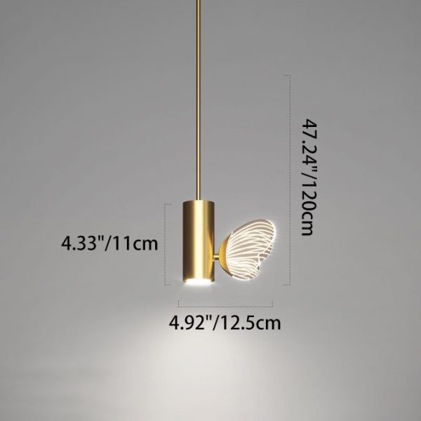 Contemporary Nordic Iron Aluminum Acrylic Cylinder Butterfly LED Pendant Light For Bedside - Image 3
