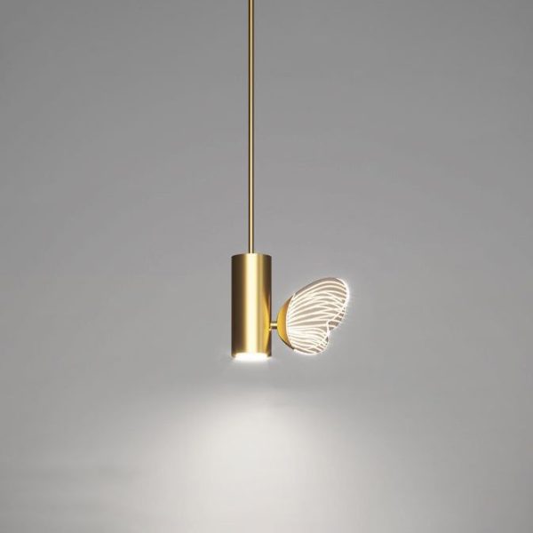 Contemporary Nordic Iron Aluminum Acrylic Cylinder Butterfly LED Pendant Light For Bedside - Image 4