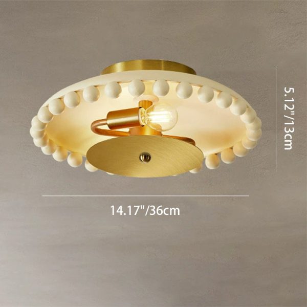 Traditional French Resin Metal Bowl Round Ball 2-Light Semi-Flush Mount Ceiling Light For Hallway - Image 6