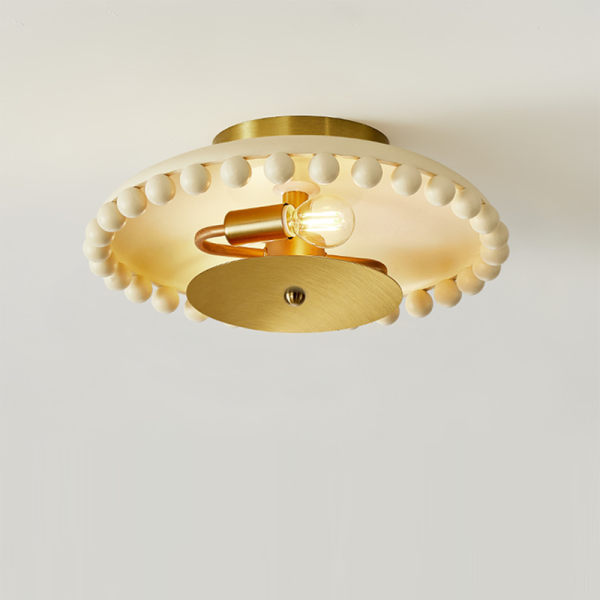 Traditional French Resin Metal Bowl Round Ball 2-Light Semi-Flush Mount Ceiling Light For Hallway - Image 10