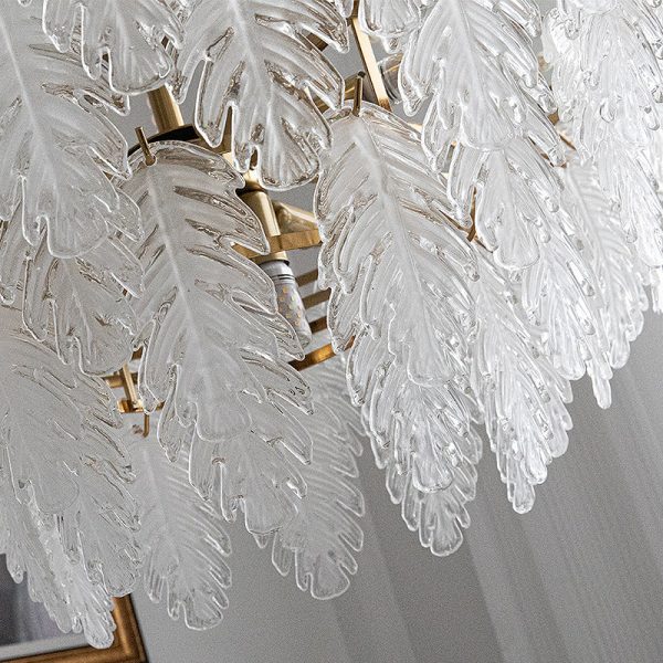 Traditional French Iron Glass Pearl Leaf 5/6/8 Light Semi-Flush Mount Ceiling Light For Bedroom - Image 12