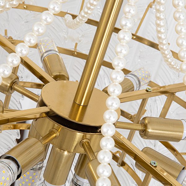 Traditional French Iron Glass Pearl Leaf 5/6/8 Light Semi-Flush Mount Ceiling Light For Bedroom - Image 13