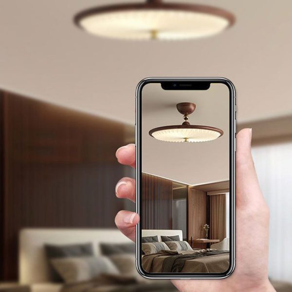 Traditional Vintage Iron Acrylic Round Pleated LED Semi-Flush Mount Ceiling Light For Bedroom - Image 18