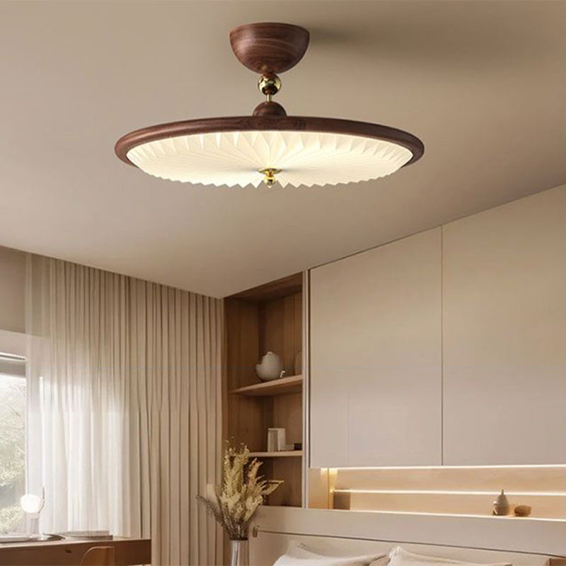 BS-Lighting-LX02664-11.jpg Traditional Vintage Iron Acrylic Round Pleated LED Semi-Flush Mount Ceiling Light For Bedroom - Image 1