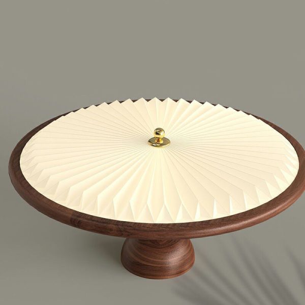 Traditional Vintage Iron Acrylic Round Pleated LED Semi-Flush Mount Ceiling Light For Bedroom - Image 16