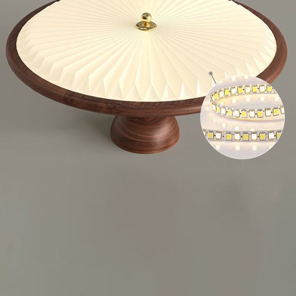 Traditional Vintage Iron Acrylic Round Pleated LED Semi-Flush Mount Ceiling Light For Bedroom - Image 17