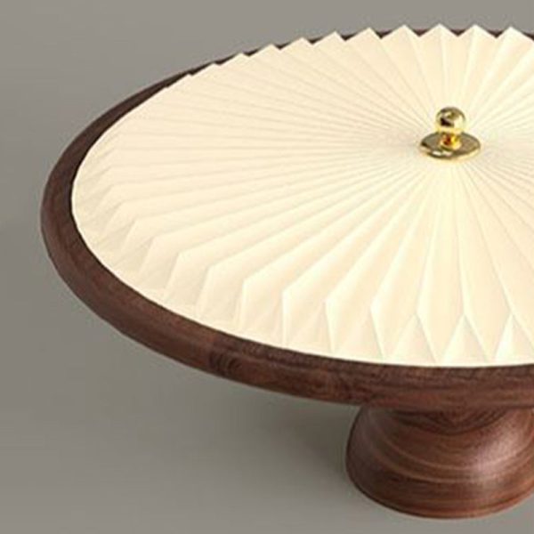 Traditional Vintage Iron Acrylic Round Pleated LED Semi-Flush Mount Ceiling Light For Bedroom - Image 11