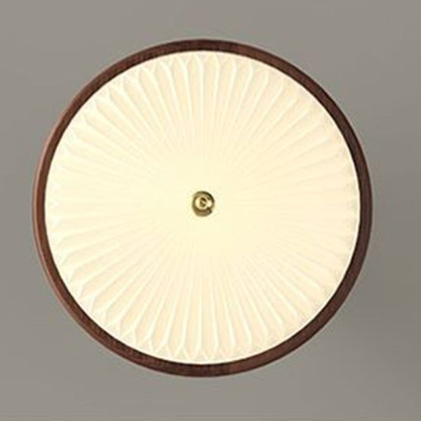 Traditional Vintage Iron Acrylic Round Pleated LED Semi-Flush Mount Ceiling Light For Bedroom - Image 12