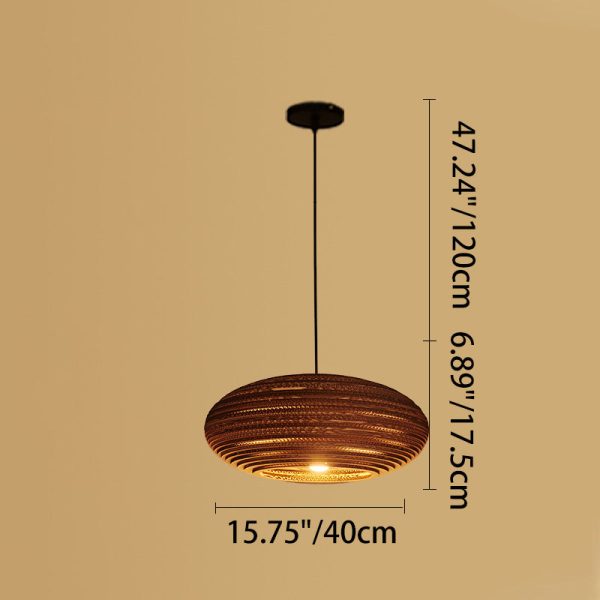Contemporary Retro Paper Elliptic Spherical Bell Trapezoid Semicircle Polygonal 1-Light Pendant Light For Dining Room - Image 9