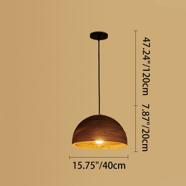 Contemporary Retro Paper Elliptic Spherical Bell Trapezoid Semicircle Polygonal 1-Light Pendant Light For Dining Room - Image 18