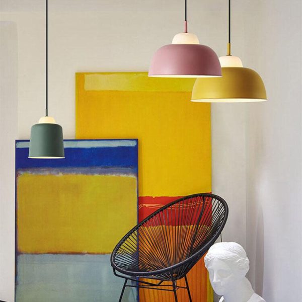 Nordic Creative Macaron Aluminum 1-Light Dome Pendant Light - Image 13