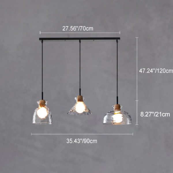 Nordic Clear Rippled Glass Shaded 1-Light Pendant Light - Image 7