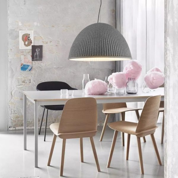 Contemporary Scandinavian Resin Half Circle Stripe Design 1-Light Pendant Light For Dining Room - Image 13