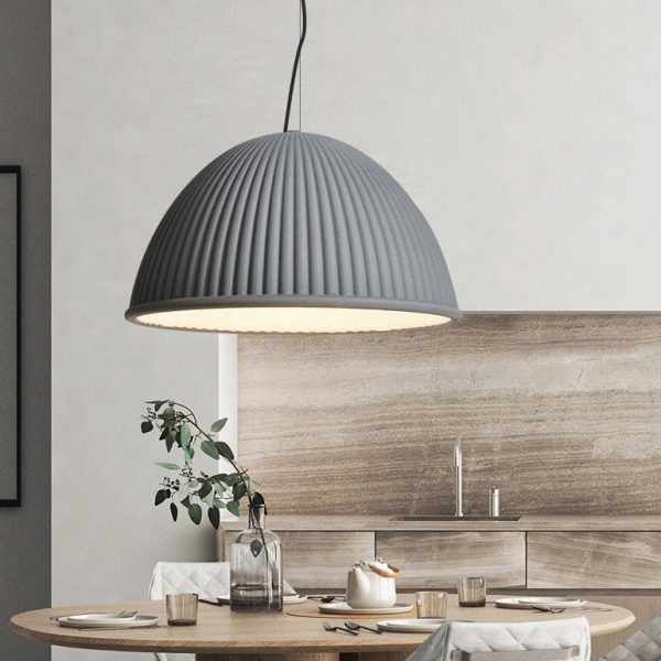 Contemporary Scandinavian Resin Half Circle Stripe Design 1-Light Pendant Light For Dining Room - Image 11