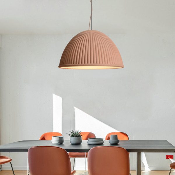 Contemporary Scandinavian Resin Half Circle Stripe Design 1-Light Pendant Light For Dining Room - Image 12