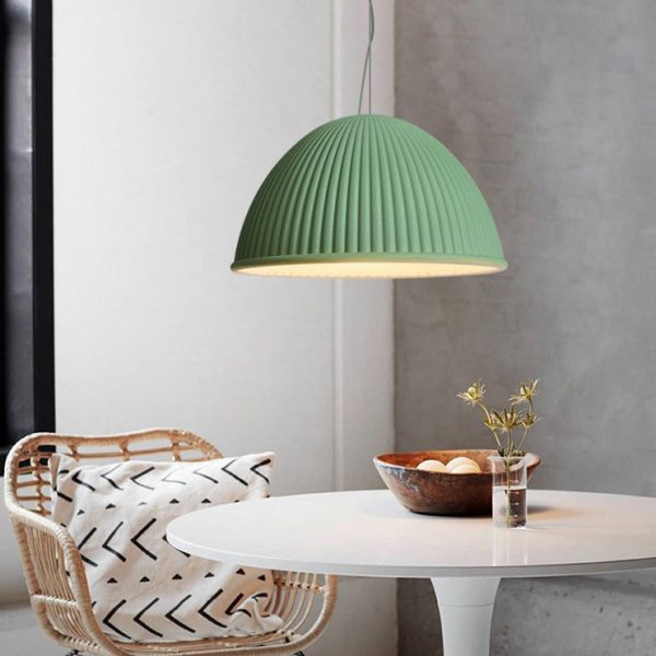 Contemporary Scandinavian Resin Half Circle Stripe Design 1-Light Pendant Light For Dining Room - Image 2