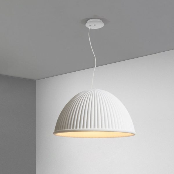 Contemporary Scandinavian Resin Half Circle Stripe Design 1-Light Pendant Light For Dining Room - Image 16