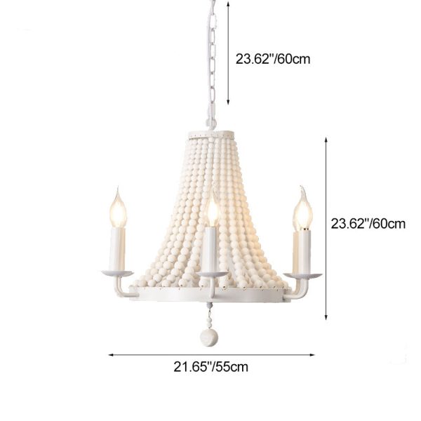 Modern Minimalist Dome Trapezoid Wooden Beads Iron 6 - Light Chandelier For Living Room - Image 4